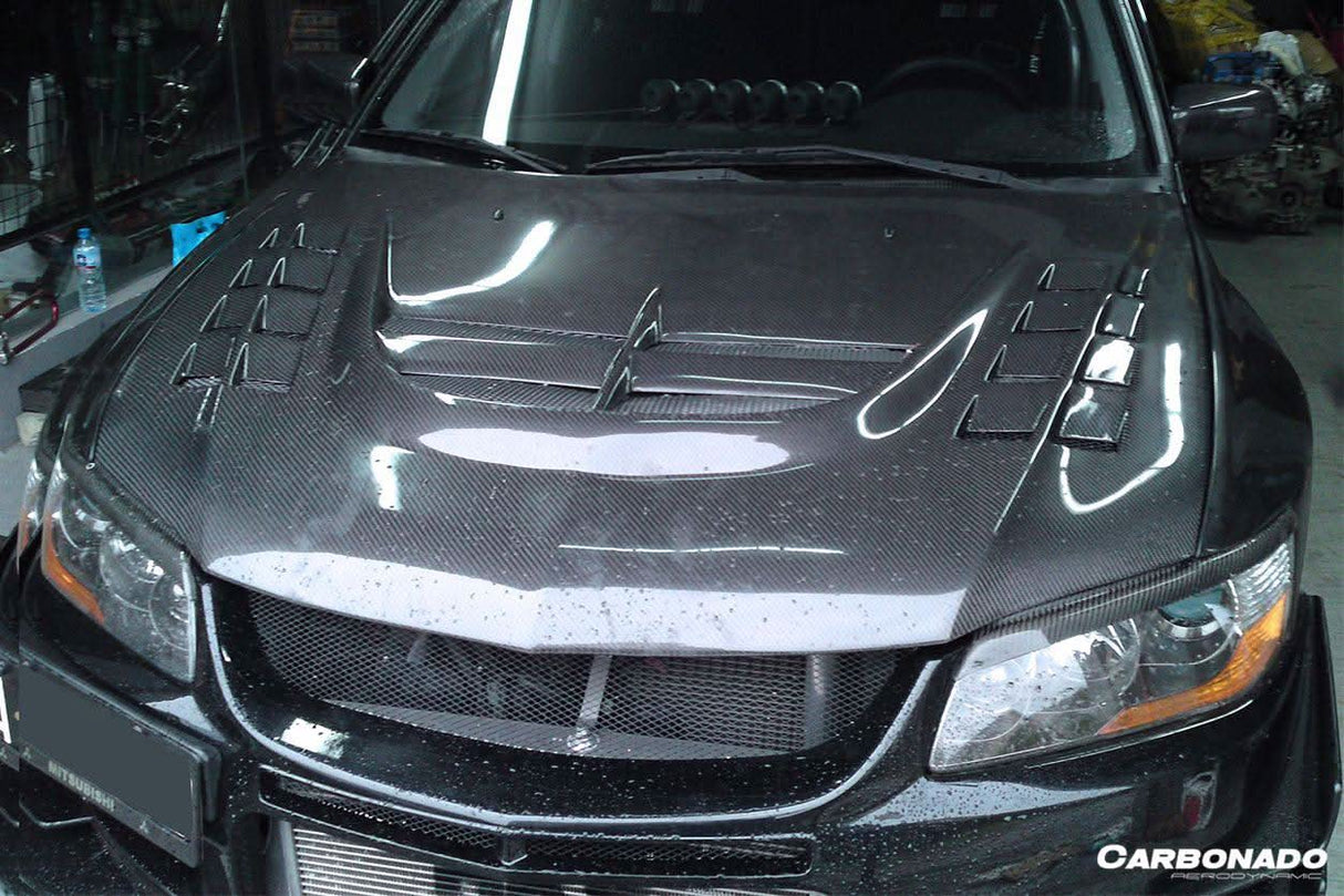 2003-2006 Mitsubishi Evo 7 8 9 VTX Style Carbon Fiber Hood