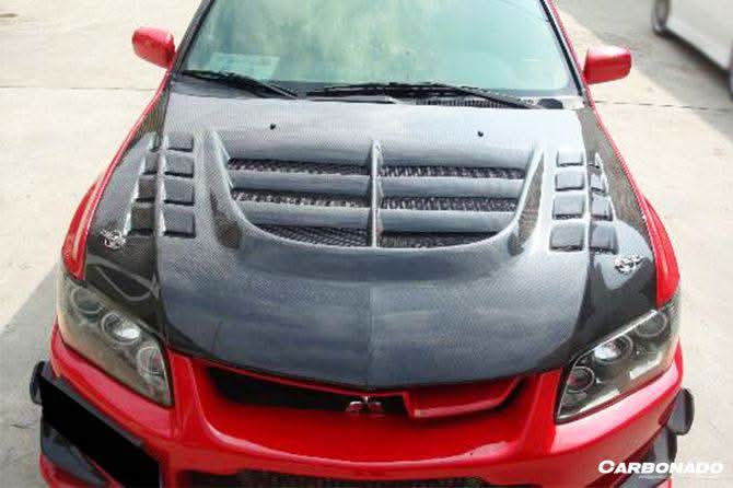 2003-2006 Mitsubishi Evo 7 8 9 VTX Style Carbon Fiber Hood