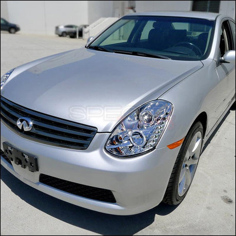 Projector Headlights Infiniti G35 Sedan (2005-2006) Halo w/ LED Strip - Black or Chrome - K2 Industries