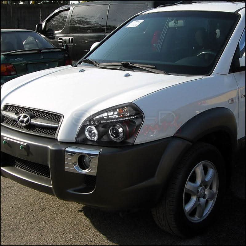 Spec-D Projector Headlights Hyundai Tucson (2005-2007) w/ LED Halo - Black or Chrome