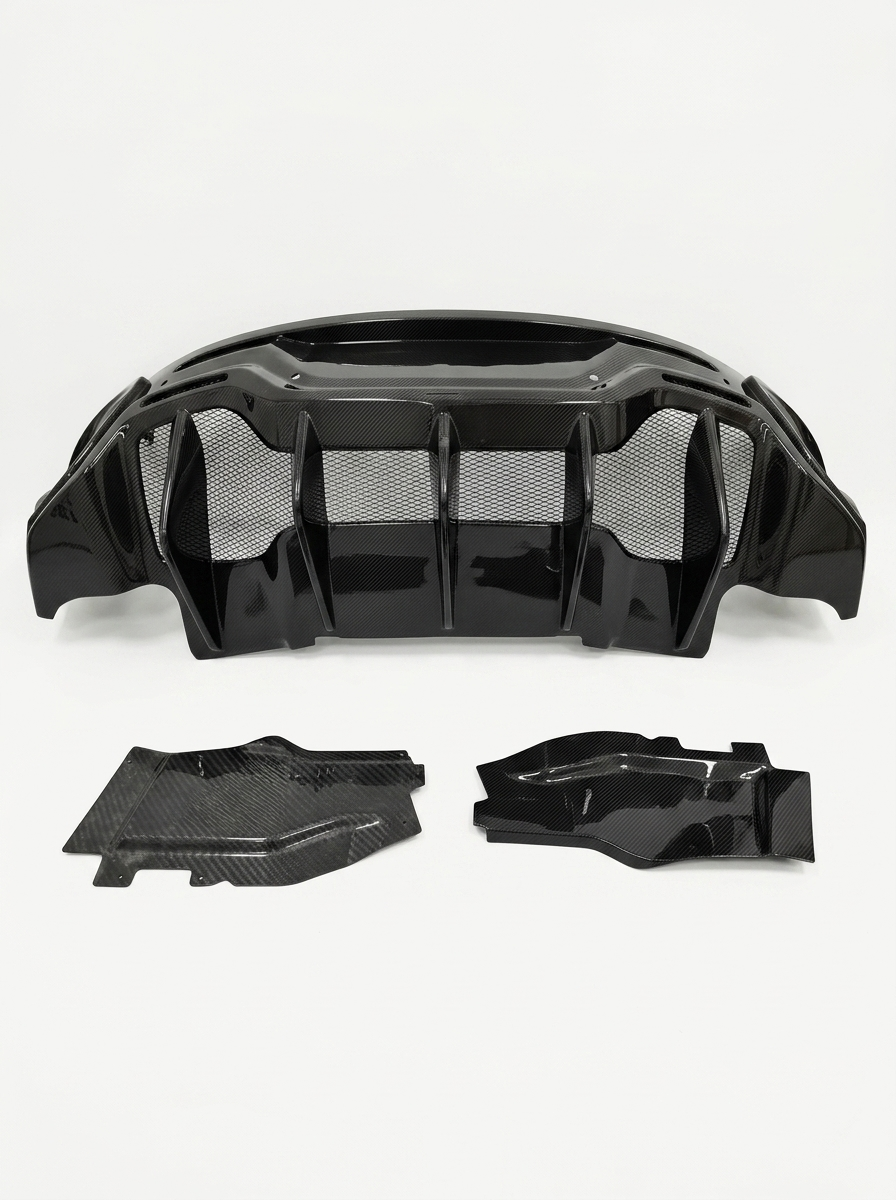 2015+ McLaren 540C 570S 570GT 600LT Multi-Fin Diffuser 3-Piece Rear Bumper - Dry Carbon Fiber