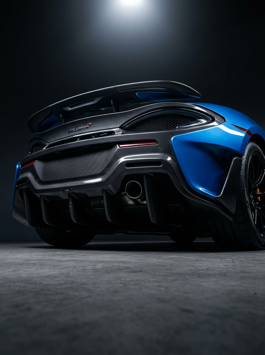2015+ McLaren 540C 570S 570GT 600LT Multi-Fin Diffuser 3-Piece Rear Bumper - Dry Carbon Fiber
