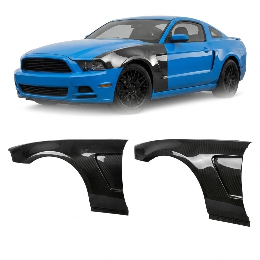 2010–2014 Ford Mustang GT350 V2 Look Front Over Fenders – Carbon Fiber