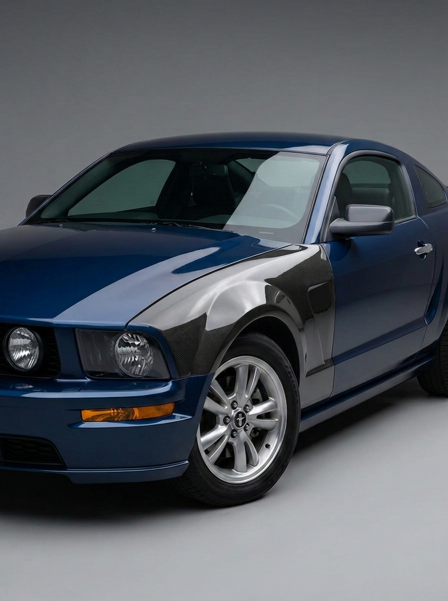 2005–2009 Ford Mustang GT350 V2 Look Front Over Fenders – Carbon Fiber