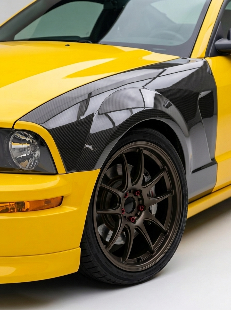 2005–2009 Ford Mustang GT350 V2 Look Front Over Fenders – Carbon Fiber