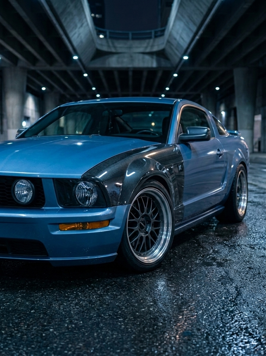 2005–2009 Ford Mustang GT350 V2 Look Front Over Fenders – Carbon Fiber