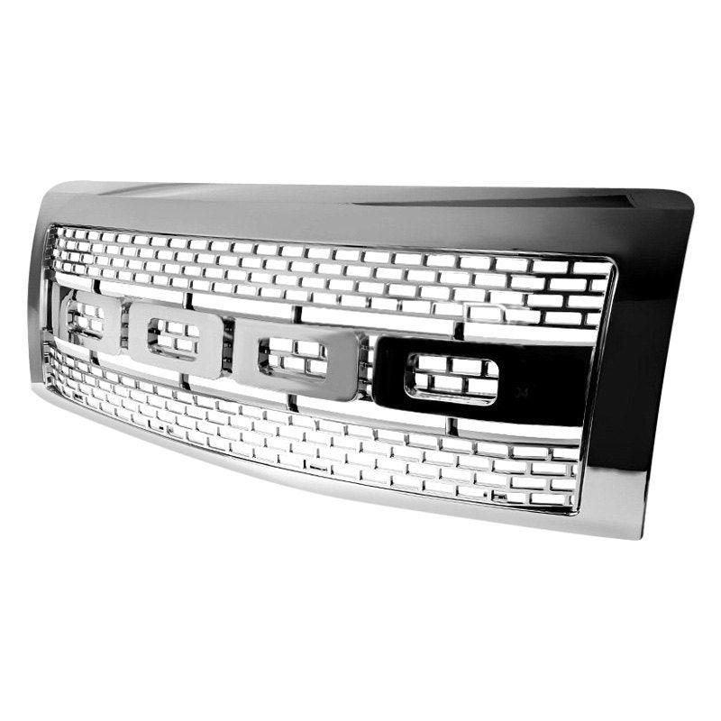 Spec-D Grill Ford F150 (2009-2014) Raptor Style - Black / Carbon Fiber / Chrome