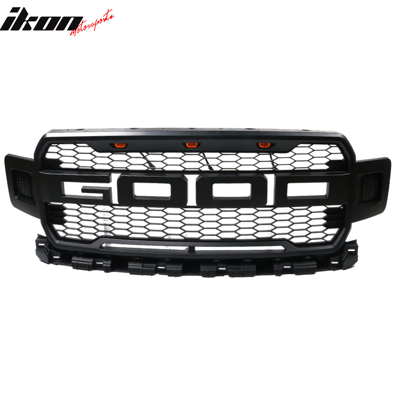 2018-2020 Ford F150 R Style Front Bumper Hood Grille Matte Black