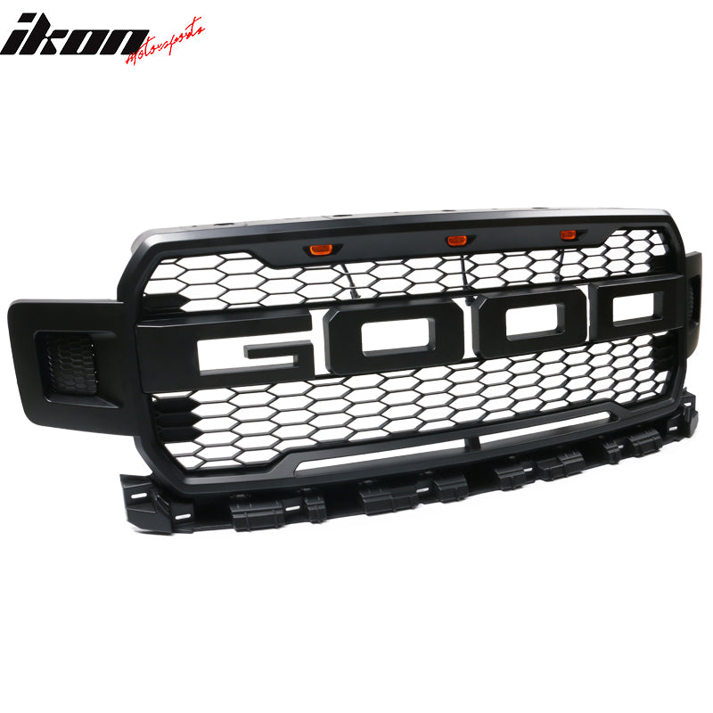 2018-2020 Ford F150 R Style Front Bumper Hood Grille Matte Black
