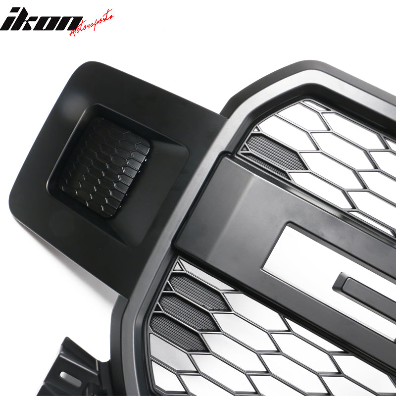 2018-2020 Ford F150 R Style Front Bumper Hood Grille Matte Black