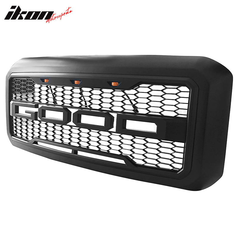 2011-2016 Ford F250 F350 R Style Matte Black Front Bumper Hood Grille