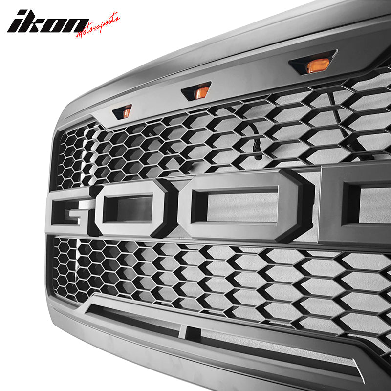 2011-2016 Ford F250 F350 R Style Matte Black Front Bumper Hood Grille