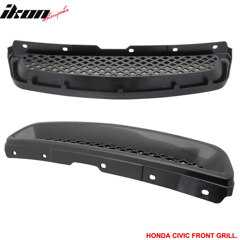 Fits Honda Civic 96-98 2 SIR Front Rear Bumper Lip + T-R Front Grille