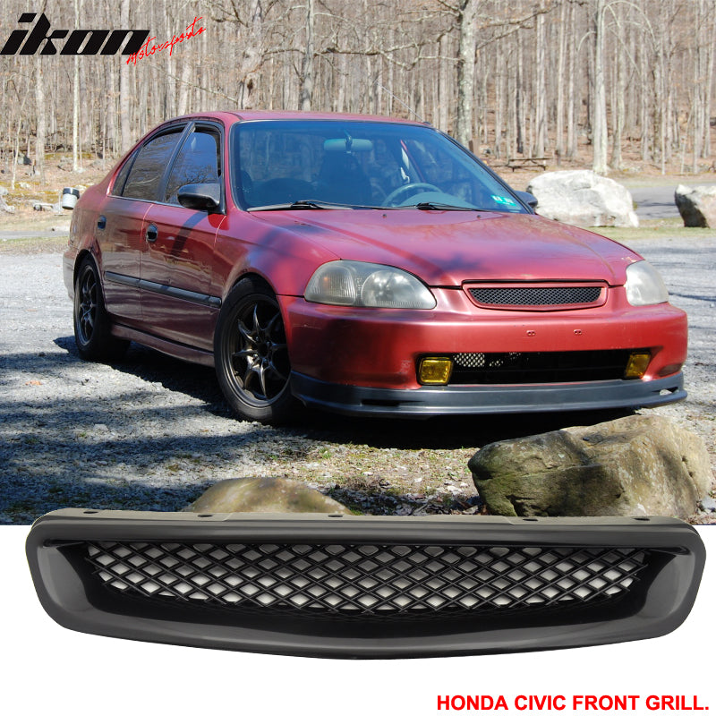 Fits Civic 96-98 2 Front Rear Bumper Lip + T-R Front Grille