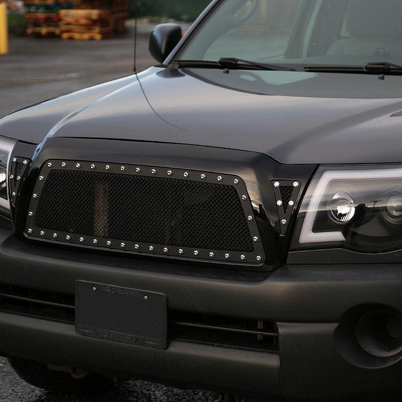 Spec-D Grill Toyota Tacoma (2005-2011) Black Mesh / Horizontal / Rivet Style