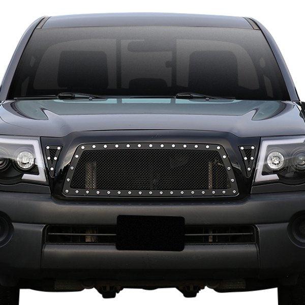 Spec-D Grill Toyota Tacoma (2005-2011) Black Mesh / Horizontal / Rivet Style