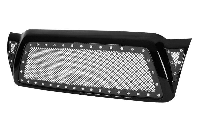 Spec-D Grill Toyota Tacoma (2005-2011) Black Mesh / Horizontal / Rivet Style