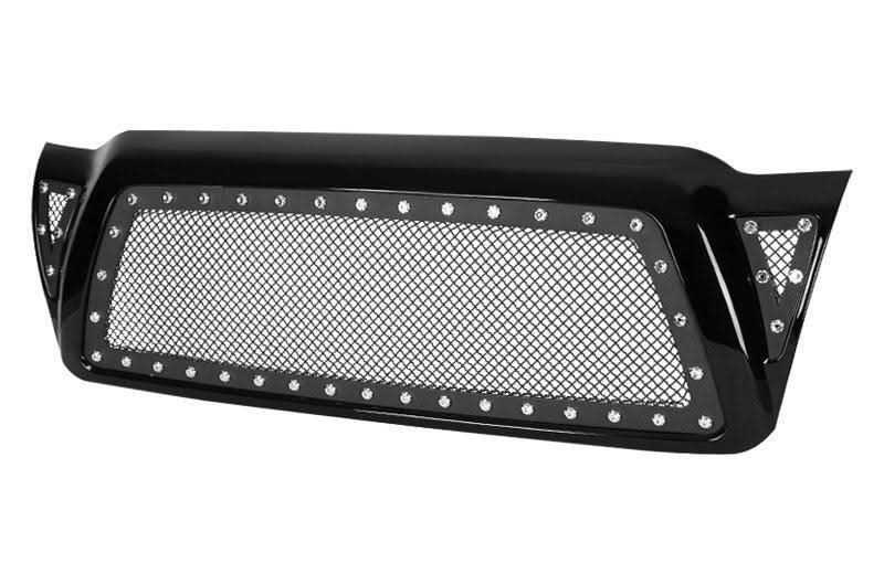 Spec-D Grill Toyota Tacoma (2005-2011) Black Mesh / Horizontal / Rivet Style