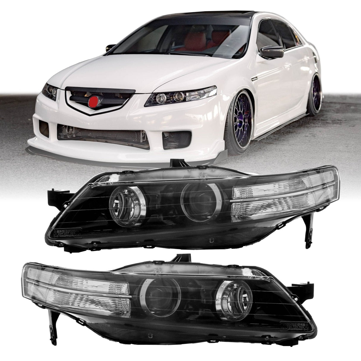 2007-2008 Acura Tl Black Clear D2s Housing Projector Headlight W/ Zkw-R Lens