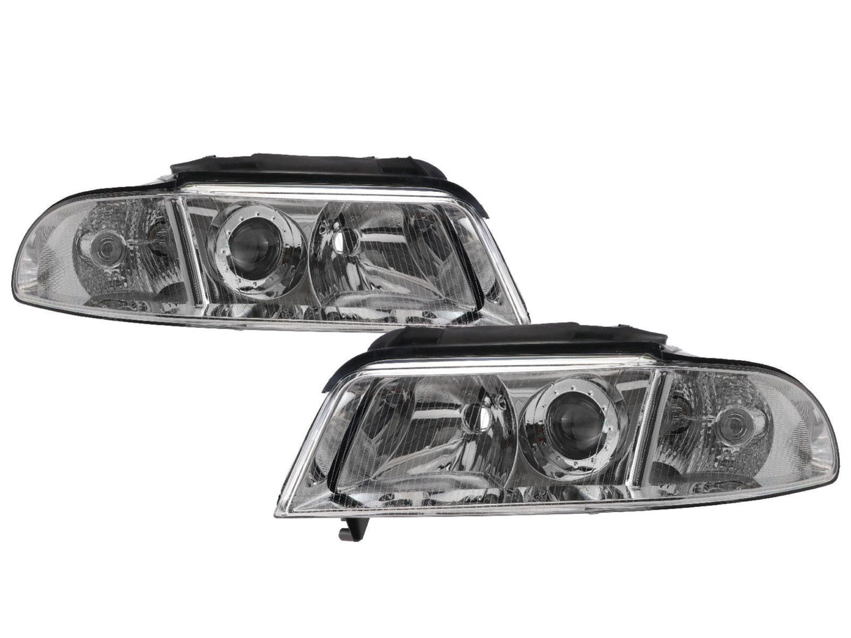 1999-2001 Audi B5 A4 & 00-02 S4 Chrome Projector Euro Am Headlights Set