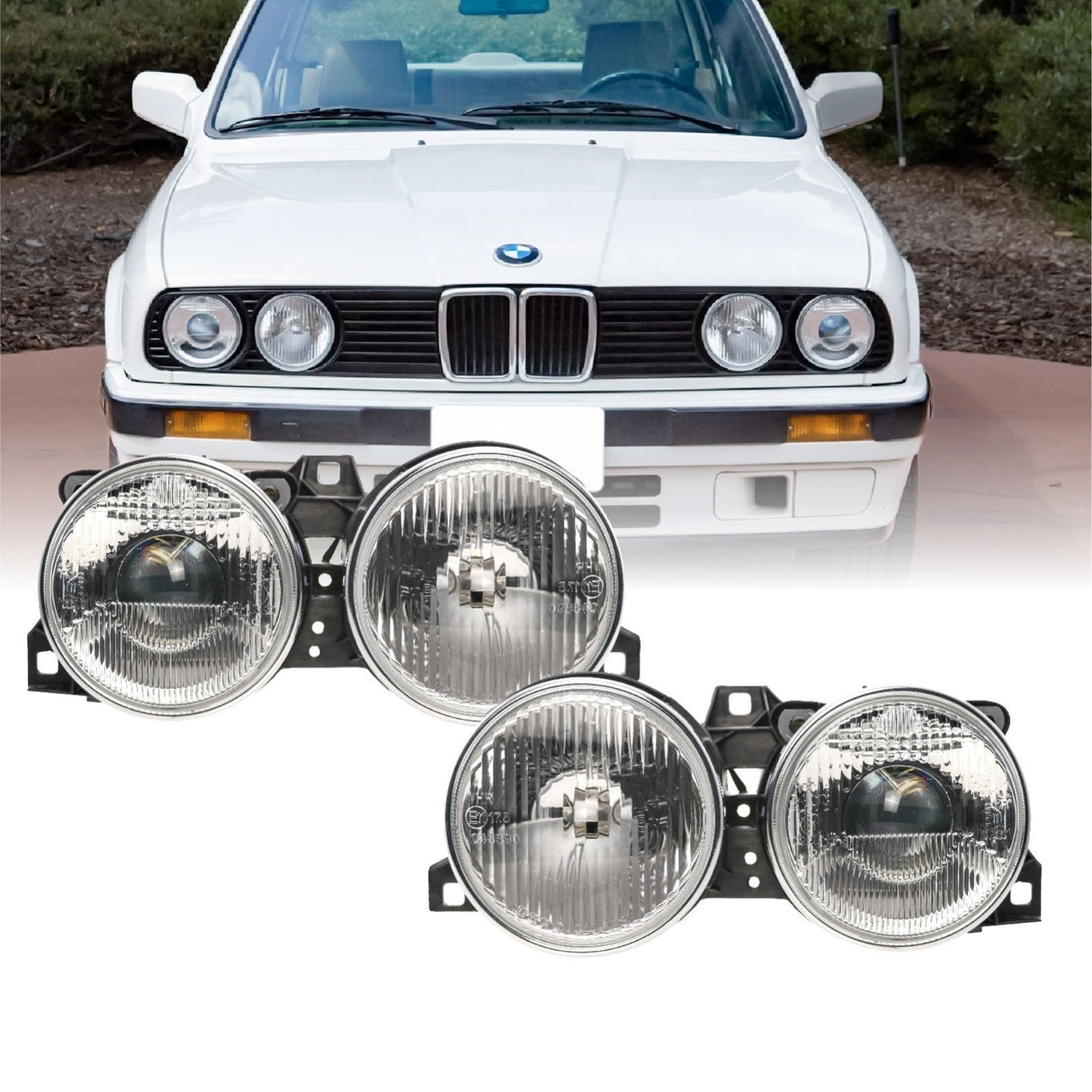 1984-1991 BMW E30 3 Series Euro Smiley Style Projector Headlights