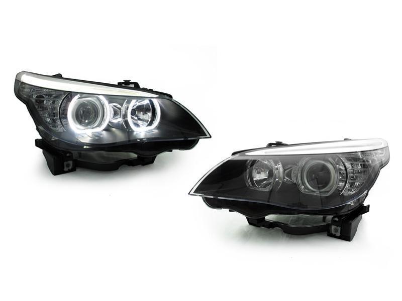 2004-2009 BMW E60/E61 Depo V3 Style Black U-Ring LED Angel Headlights