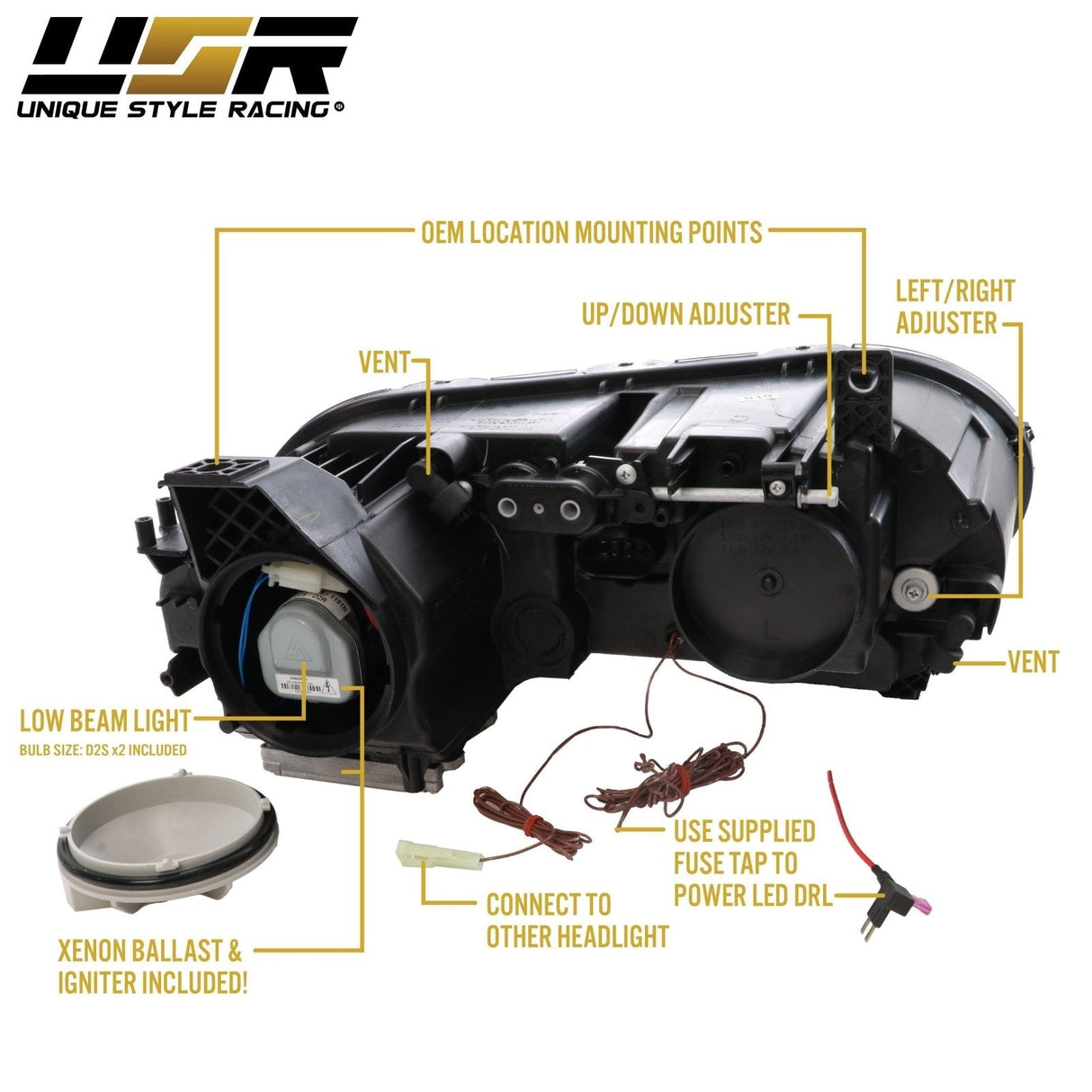 2004-2010 Bentley Continental GT Facelift Style Chrome LED Projector Headlights Polyurethane