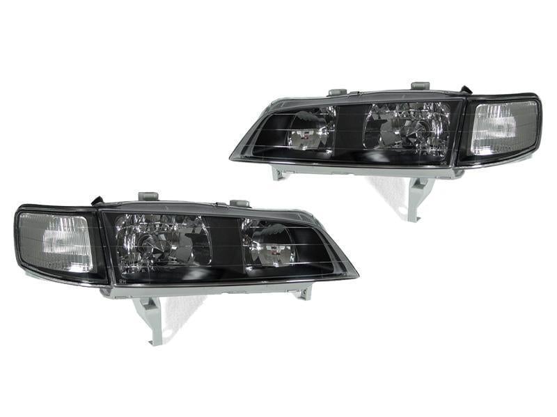 1994-1997 Honda Accord JDM Style Black Headlights with Corners
