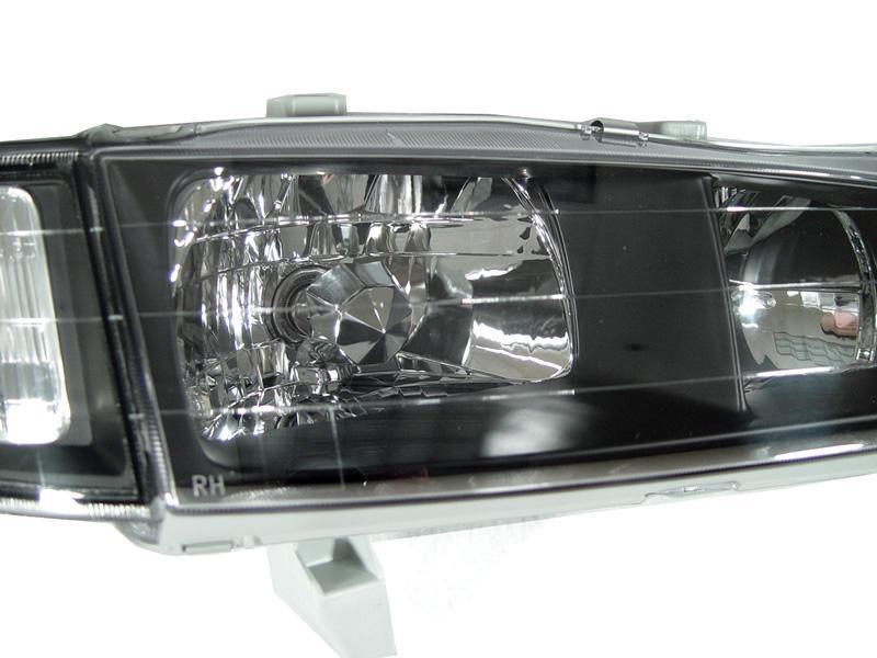 1994-1997 Honda Accord JDM Style Black Headlights with Corners