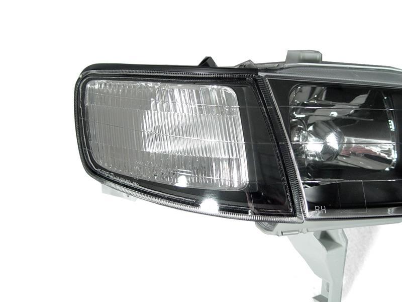 1994-1997 Honda Accord JDM Style Black Headlights with Corners