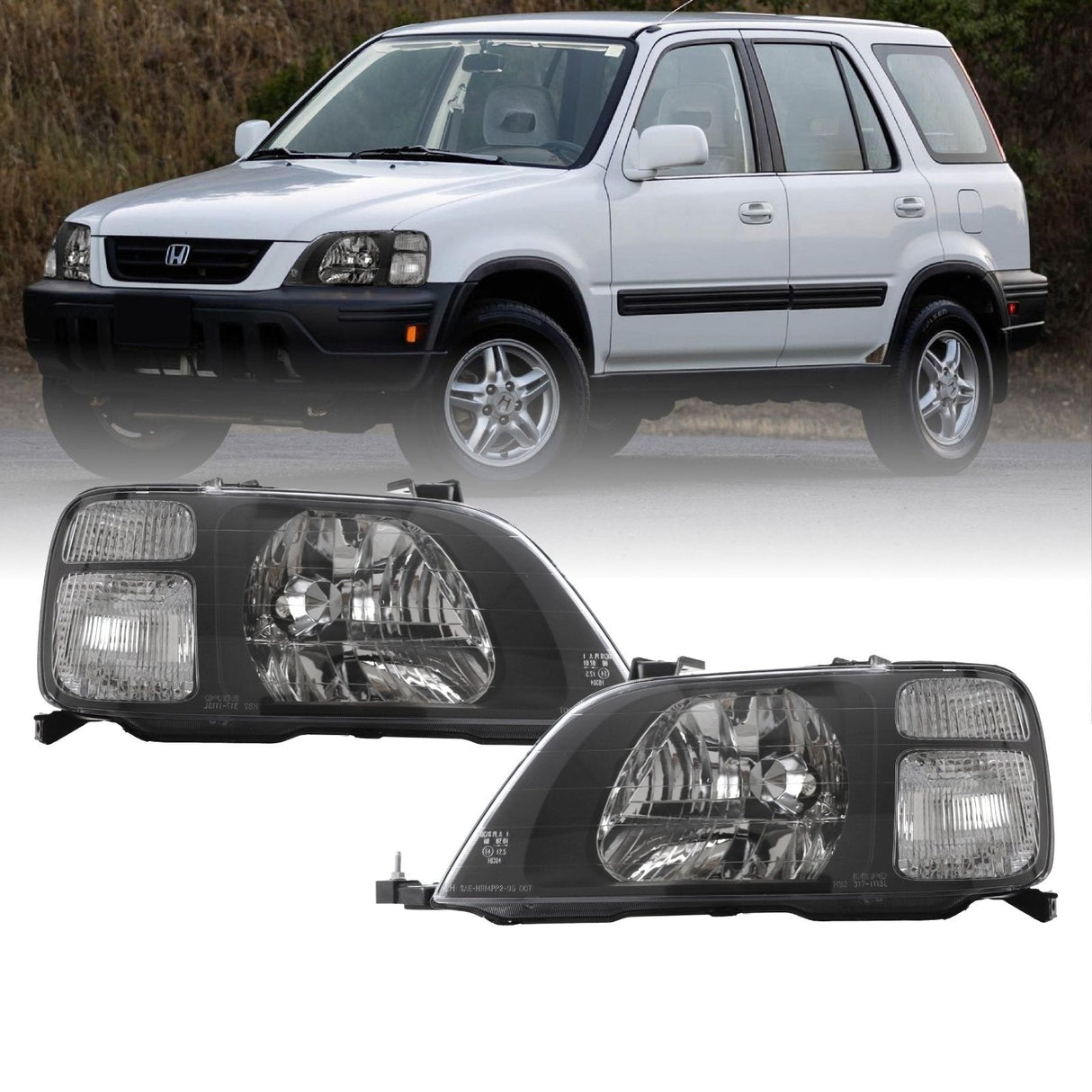 1997-2001 Honda Crv Depo Black Housing Headlight