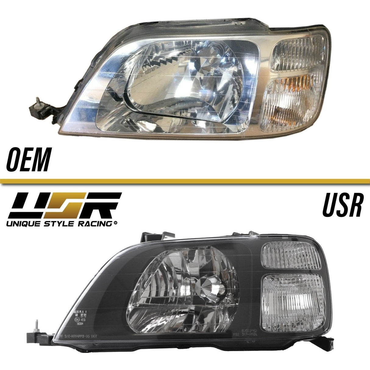 1997-2001 Honda Crv Depo Black Housing Headlight