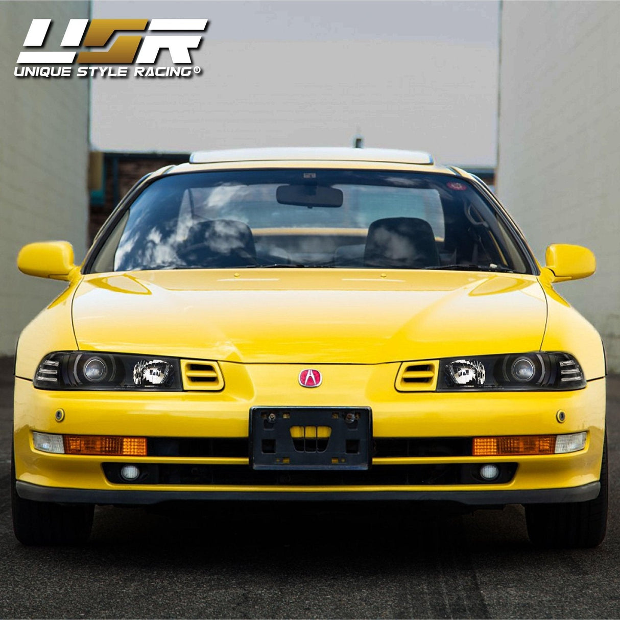1992-1996 Honda Prelude DM Style Black Projector Headlight Set