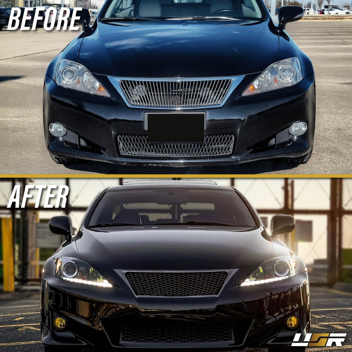 2006-2013 Lexus Is250/Is350 Depo V2 Oe Facelift Style W/Drl Led Bar Projector Black Headlight Set