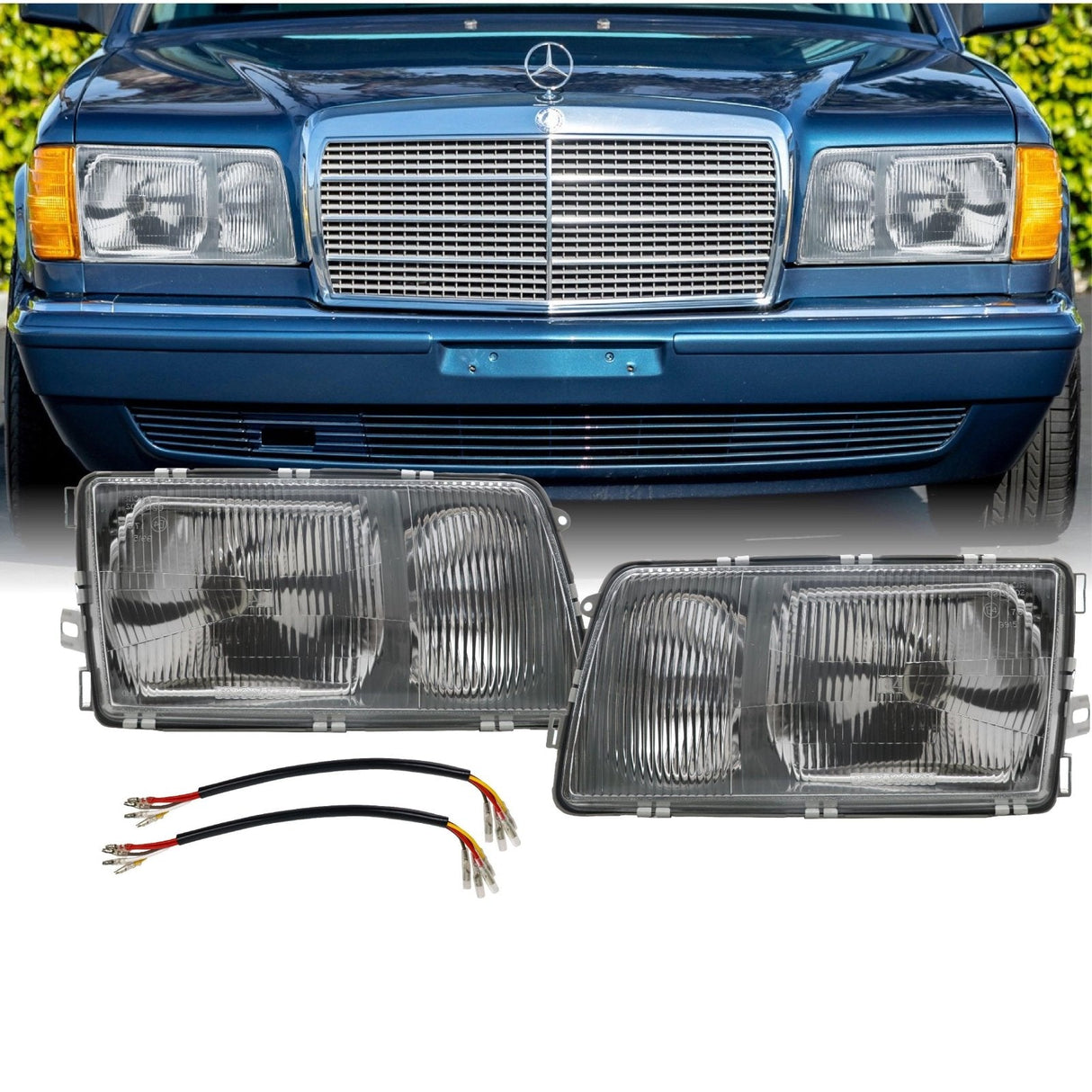 1981-1991 Mercedes W126 European Style Headlights Set