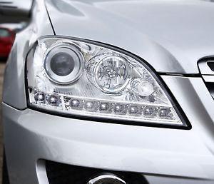 2006-2008 Mercedes W164 ML-Class Chrome Projector Headlights w/ LED Strip