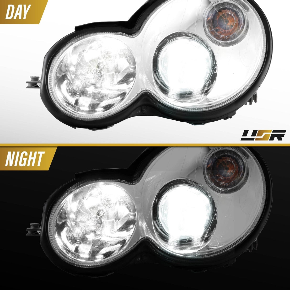 2001-2005 Mercedes W203 2d Coupe Chrome Projector Headlight