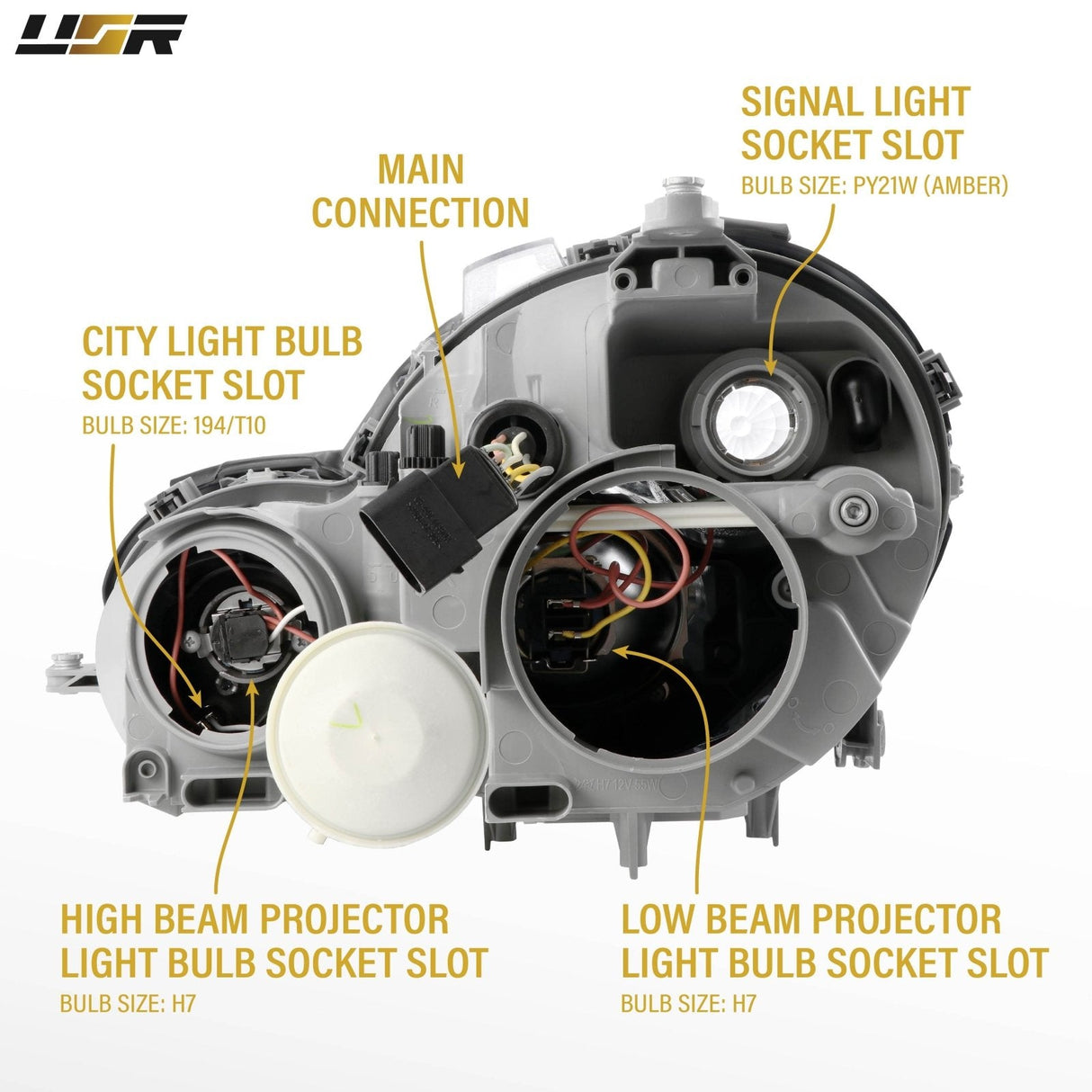 2001-2005 Mercedes W203 2d Coupe Chrome Projector Headlight