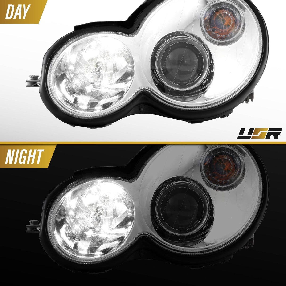2001-2005 Mercedes W203 2d Coupe Chrome Projector Headlight