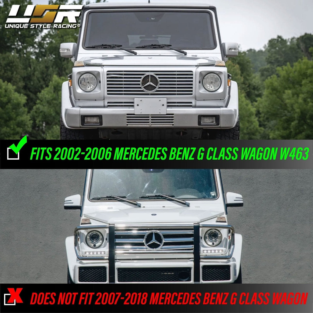 2002-2006 Mercedes G-Class Facelift Look Chrome Projector Headlights