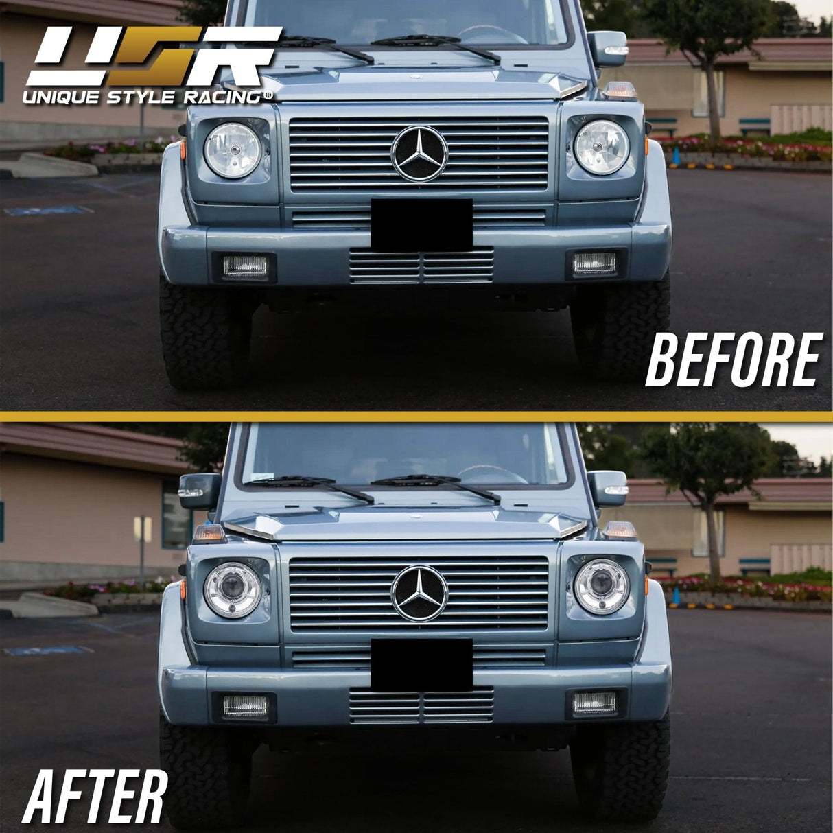 2002-2006 Mercedes G-Class Facelift Look Chrome Projector Headlights