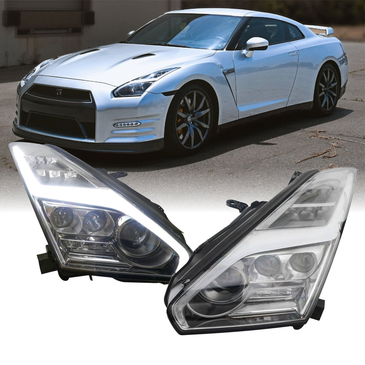 2009-2014 Nissan GT-R Facelift Style Full LED Headlights
