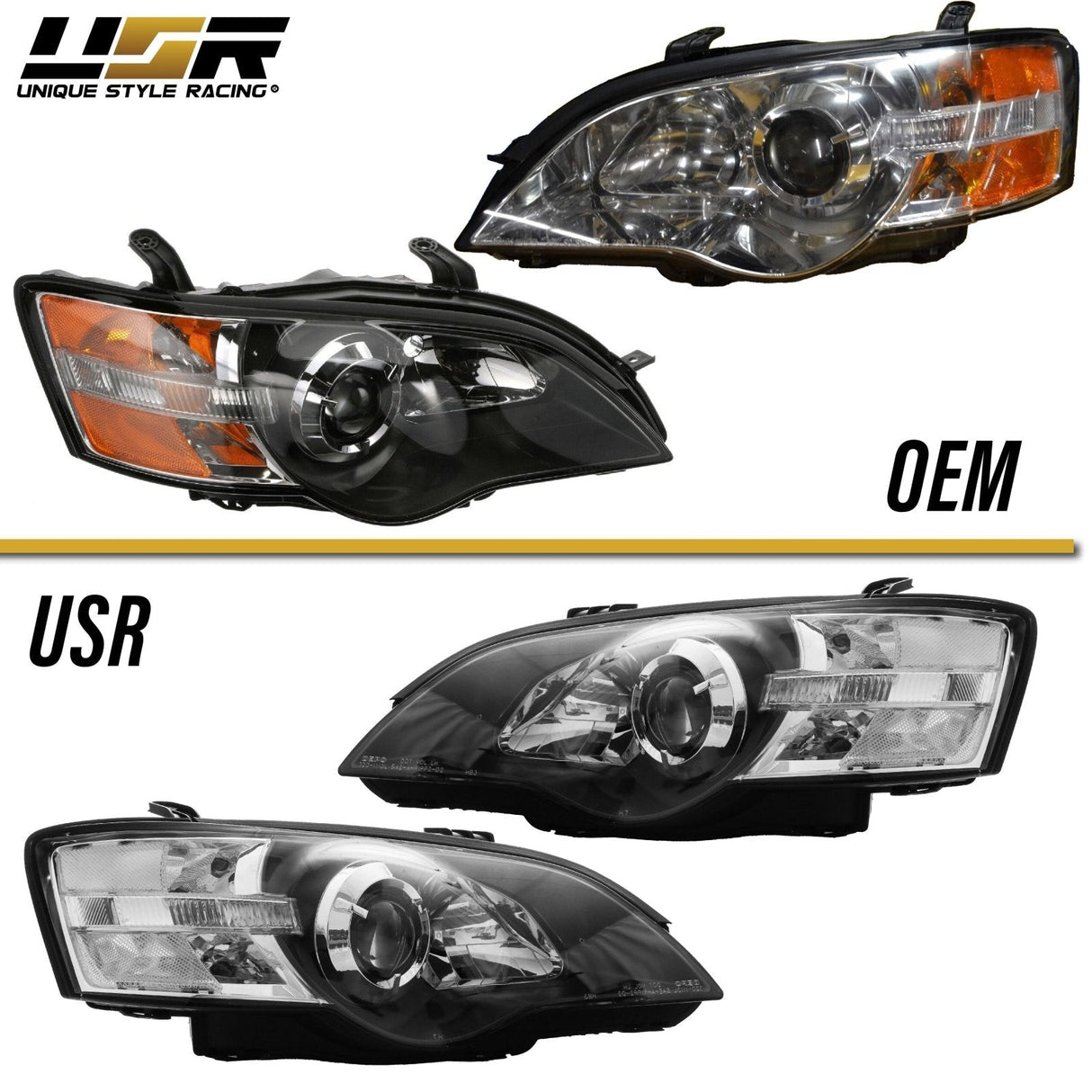 2005-2007 Subaru Legacy Clear Black Projector Headlight