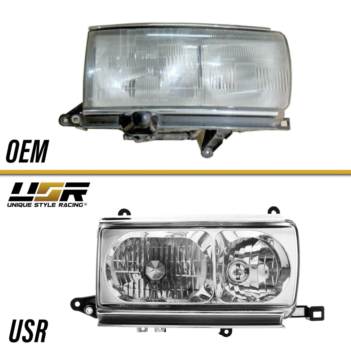 1991-1997 Toyota Land Cruiser FJ80 Crystal Chrome Headlights with Wiring