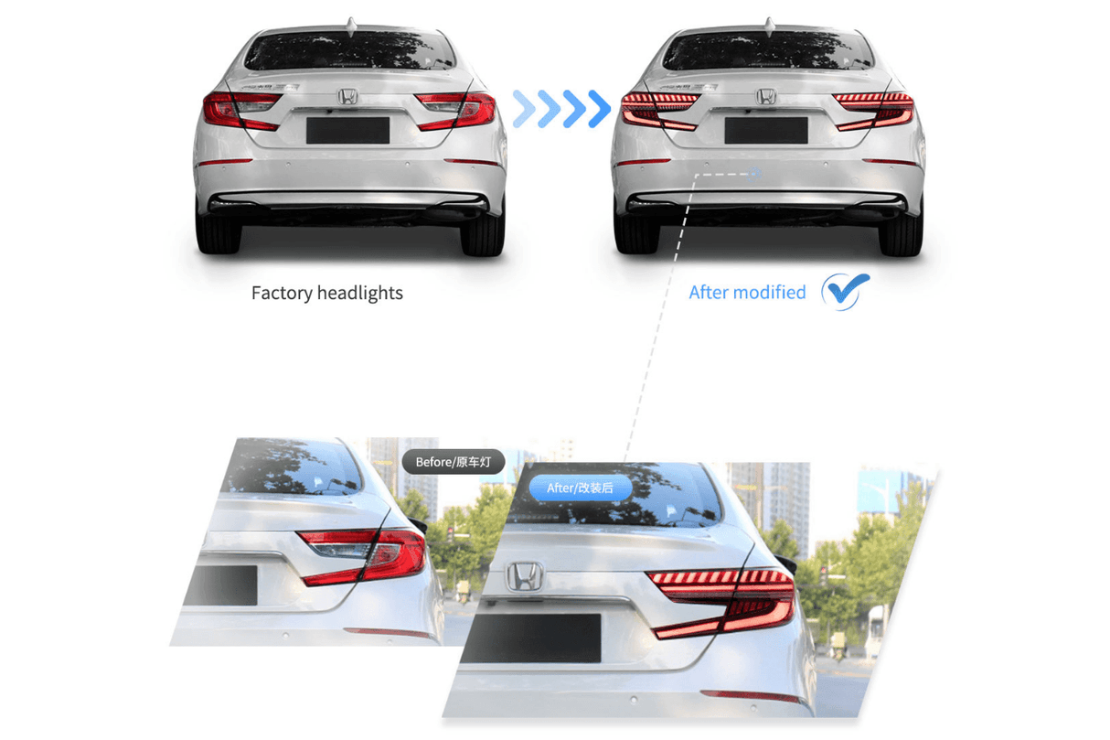 Honda Accord 10th Gen (CV1/CV2/CV3) Pre-Facelift LED Tail Lights (2018-2021) - K2 Industries