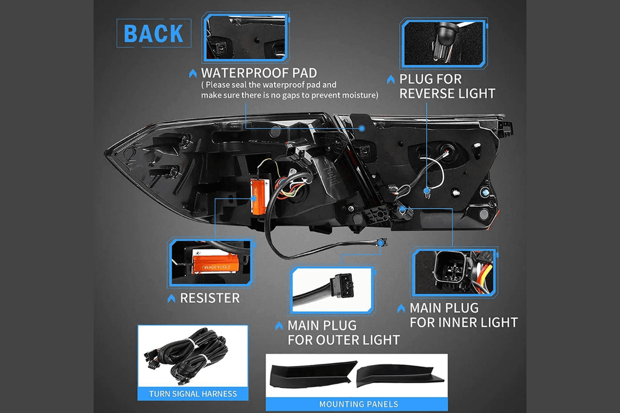 Honda Accord 10th Gen (CV1/CV2/CV3) Pre-Facelift Twin Line LED Tail Lights (2018-2021) - K2 Industries