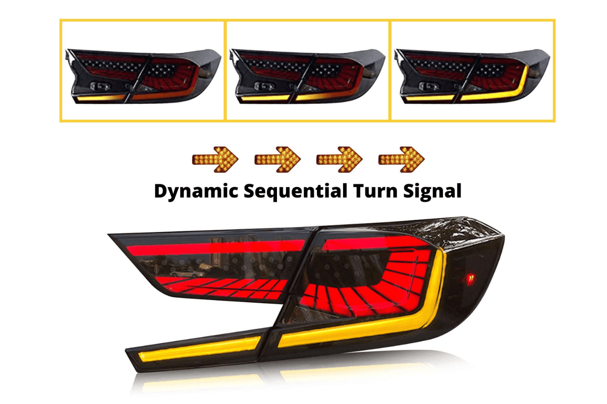 Honda Accord 10th Gen Smoked Dynamic LED Tail Lights (2018-2022) - K2 Industries