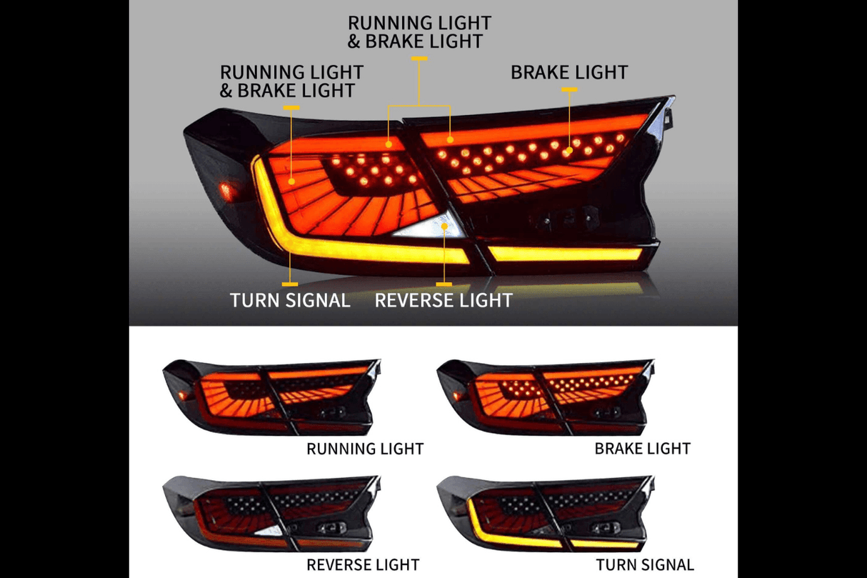 Honda Accord 10th Gen Smoked Dynamic LED Tail Lights (2018-2022) - K2 Industries