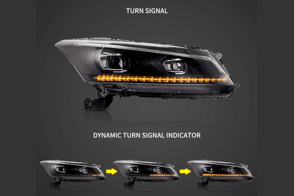 Honda Accord 8th Gen Inspired Black Demon Eyes and Ordinary Projector Headlights (2008-2012) - K2 Industries