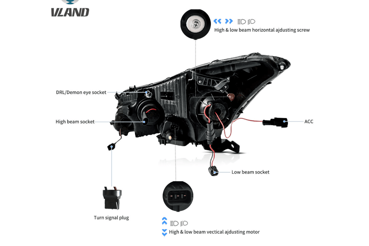 Honda Accord 8th Gen Inspired Black Demon Eyes and Ordinary Projector Headlights (2008-2012) - K2 Industries